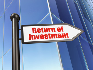 Business concept: sign Return of Investment on Building background