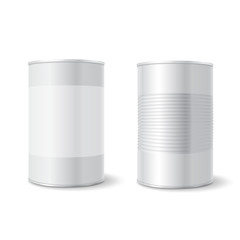 Metal tin can, Tincan Ribbed Canned food. Mock up. Product Packing