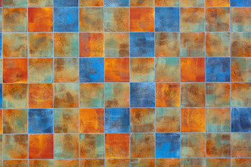 orange and blue tiles texture