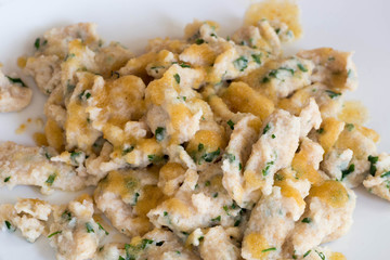 homemade noodles with parsley