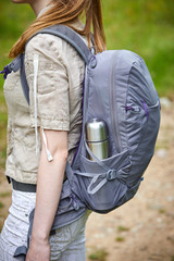 young woman with backpack