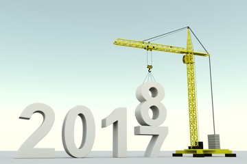 2018 concept building crane white background 3d illustration