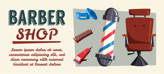 Set of barbershop tools. Cartoon vector illustration