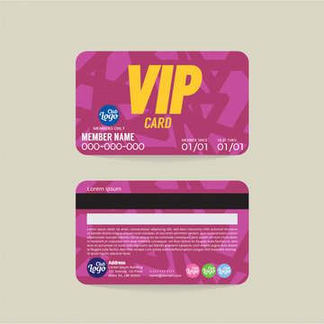 Front And Back VIP Member Card Template Vector Illustration