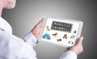 Marketing channels concept on a tablet