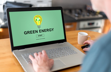 Fototapeta na wymiar Green energy concept on a laptop