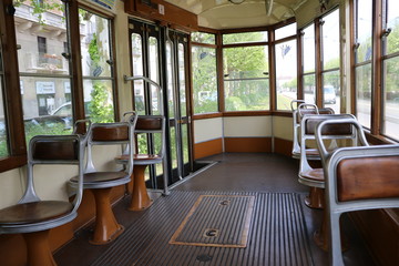 Historic tram line 7 in Turin, Piedmont Italy