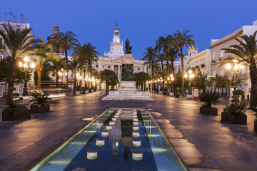 Cadiz City Hall on Plaza San Juan de Dios - obrazy, fototapety, plakaty