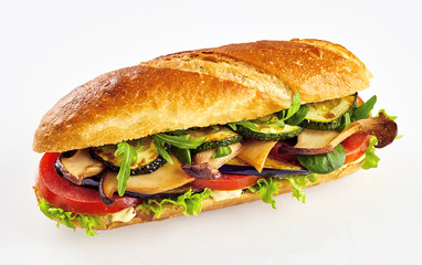 Fresh baguette vegetable sandwich