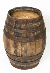 Old wood barrel on white background