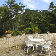 "Sierra del Rosario" biosphere reserve, Soroa, Cuba. Terrace with vintage chairs