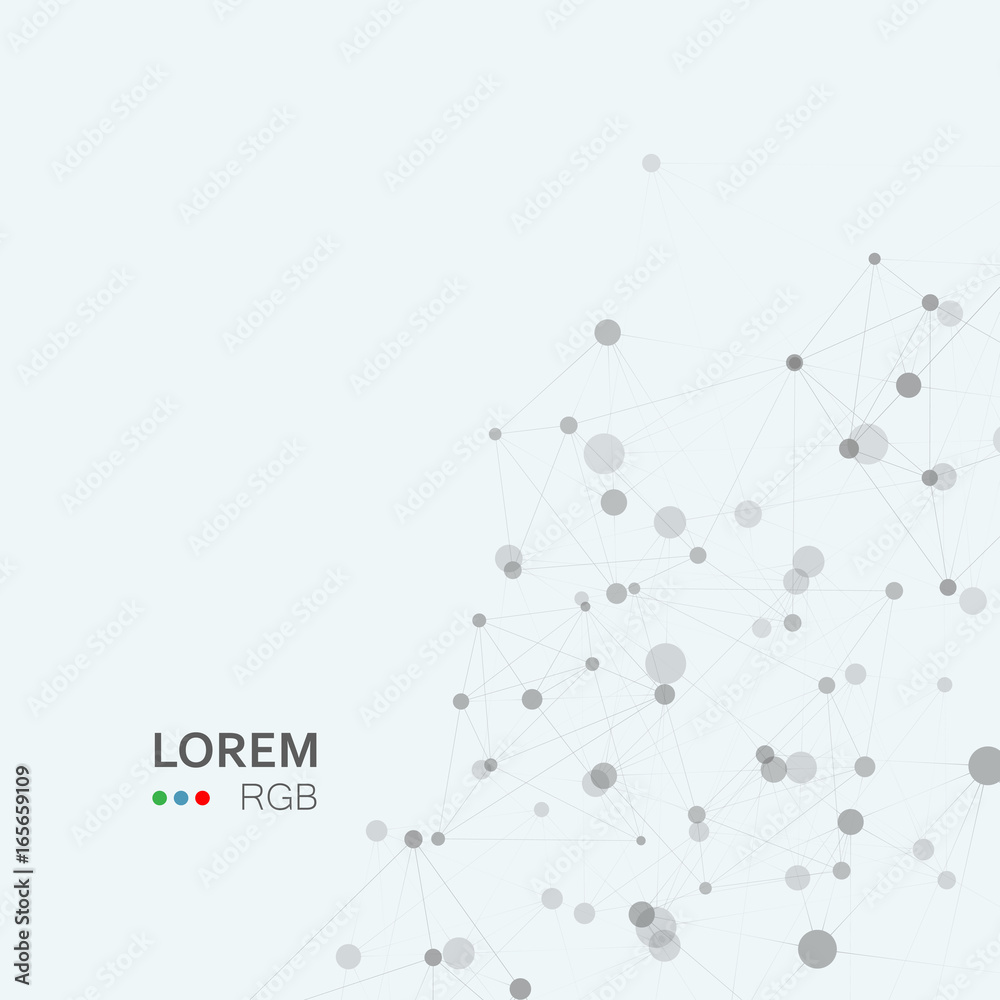 Fototapete Abstract science background with connecting dots and lines