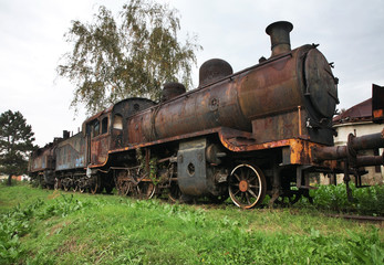 Fototapeta na wymiar Old steam locomotive in Nis. Serbia