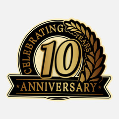 10 years anniversary logo template. Vector and illustration.
