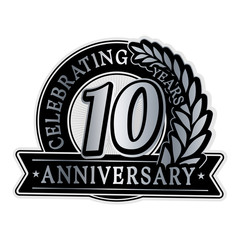 10 years anniversary logo template. Vector and illustration.
