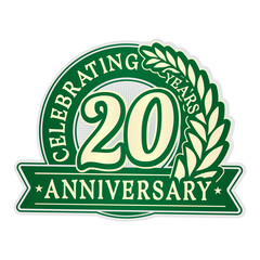 20 years anniversary logo template. Vector and illustration.
