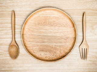 cutlery Wooden on wooden background.