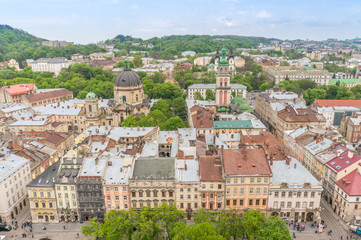 Fototapeta na wymiar Aerial View Over Lviv, Ukraine