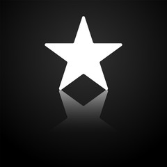 Vector white star icon illustration with reflection. Template for design