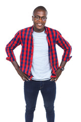Fototapeta premium Handsome young man looking at camera. Isolated on white.