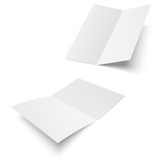 Mock up opened magazine, journal, booklet, postcard, flyer, business card or brochure . Vector Illustration.