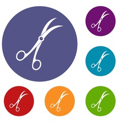 Surgical scissors icons set