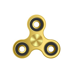 Gold fidget spinner toy - stress and anxiety relief. Vector
