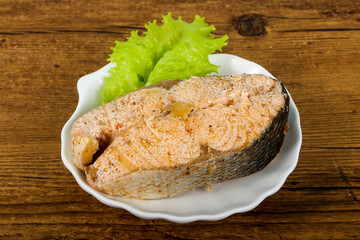 Steamed salmon