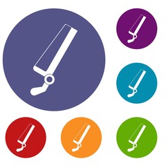 Surgical saw icons set