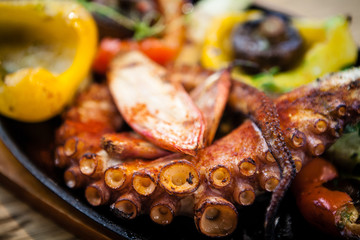 Boiled octopus with vegetables