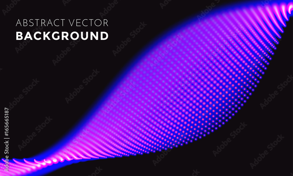 Poster Neon LED light 3D wave glowing flow twisted motion vector technology background