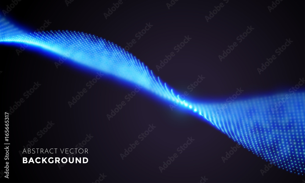 Poster Neon LED light 3D wave glowing flow twisted motion vector technology background