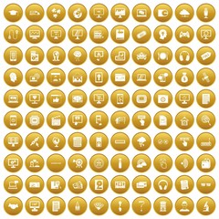 100 website icons set gold