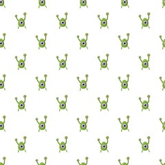 Green one eye alien monster pattern