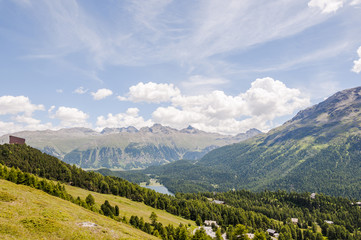 St. Moritz, Dorf, St. Moritzersee, See, Bergsee, Engadin, Oberengadin, Wanderweg, Alpen, Signalbahn, Stazerwaldl, Graubünden, Sommer, Schweiz