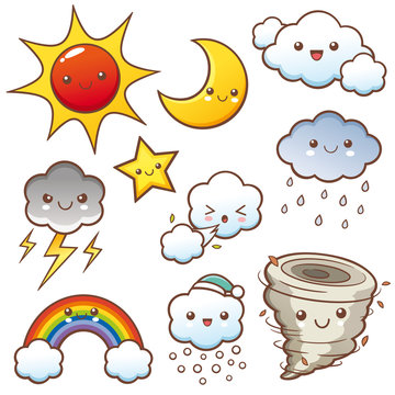 Vector illustration of Cartoon Weather set