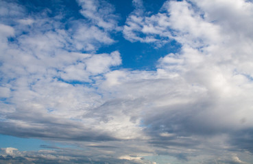 Fototapeta na wymiar Blue sky with gray and white clouds. cumulonimbus. background, nature.