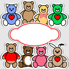 Set of of Bear, Rabbit and Cat. Vector illustration EPS10 for sticker, label, price tag, banner, toy shop sign