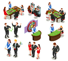 Casino Isometric Decorative Icons 