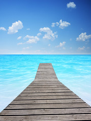 Crystal clear turquoise water on a tropical beach, portrait image
