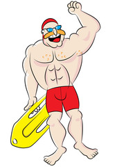 funny safety and rescue lifeguard character cartoon