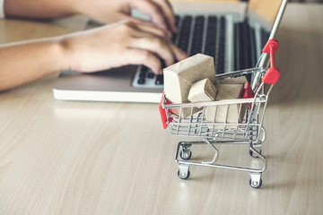 Internet online shopping concept, woman shopping online is a form of electronic commerce from a seller over internet