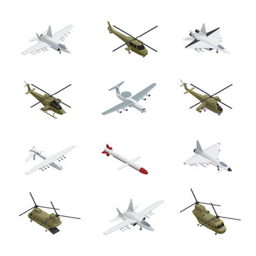 Military Air Force Isometric Icon Set