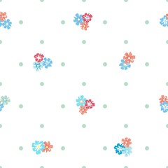 Seamless vintage pattern with flowers and polka dots on a white background. 