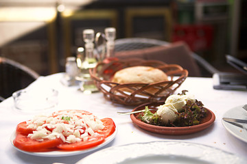 lunch with tomato, cheese and bread