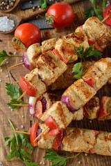Chicken kebabs with vegetables