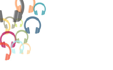 Hintergrund aus bunten Kopfhörern