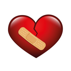 gebrochenes herz mit pflaster