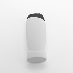 White Plastic Shampoo Bottle With Flip-Top Lid. Mock-Up Template On Isolated White Background, Ready For Your Design, 3D illustration.