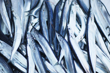Obraz premium Fresh delicacy fish on the fish market counter